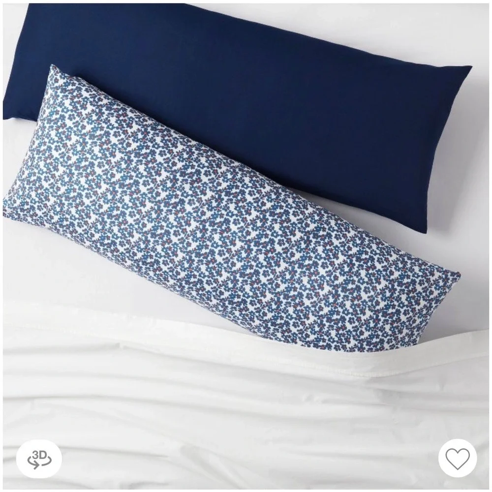 2pk Microfiber Body Pillow Cover Floral/Navy - Room Essentials ™